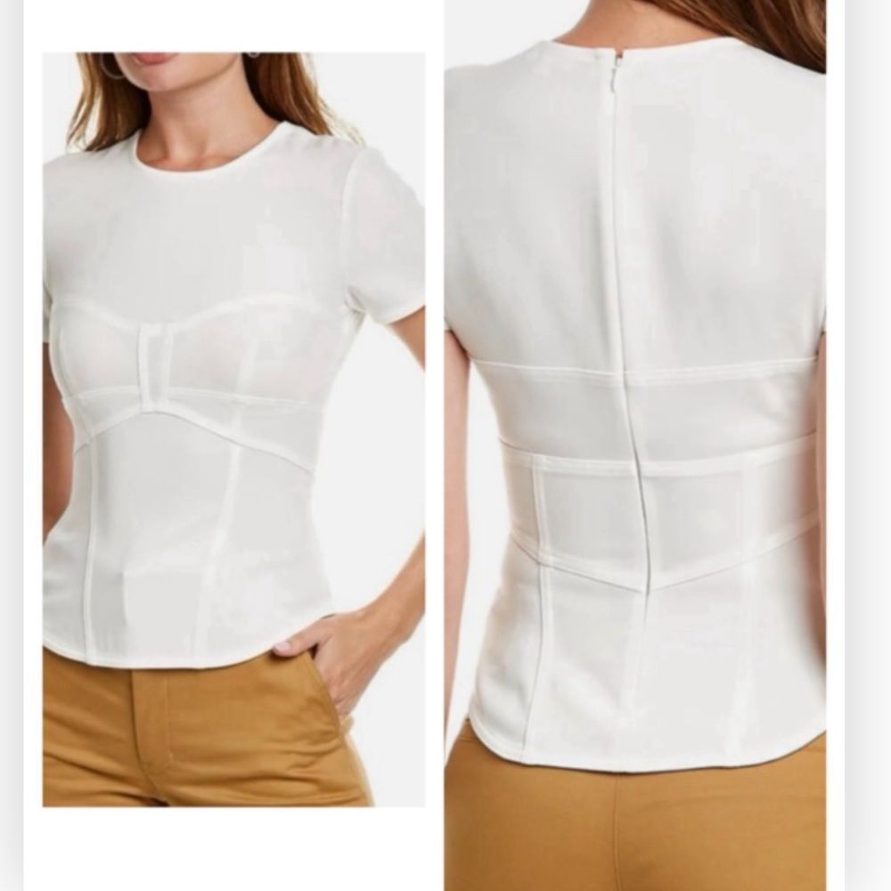 NWT A.L.C Beau Seamed Short-Sleeve Top Size 0 MSRP $ 325.00